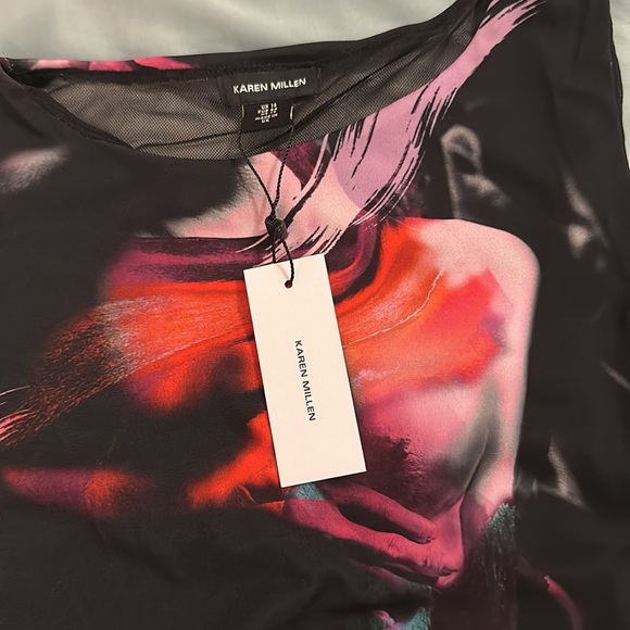 NWT Karen Millen High Neck Draped Jersey Bodysuit in Purple - Picture 7 of 8